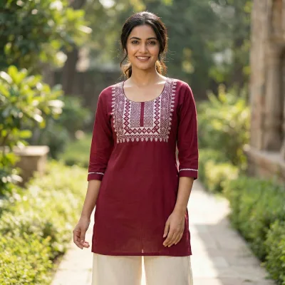 Black Rayon Thread Work Kurti